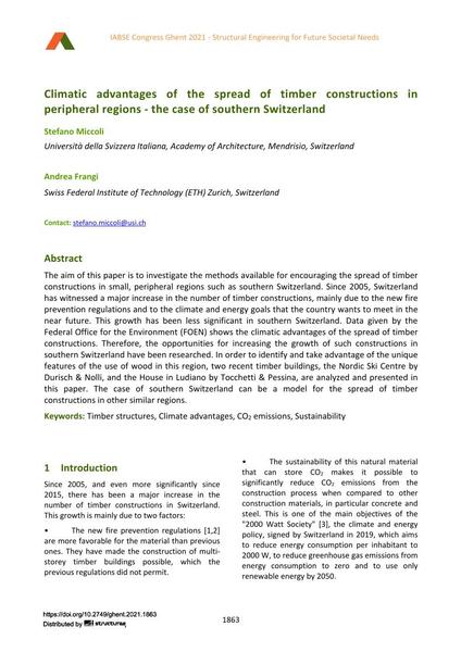  Climatic advantages of the spread of timber constructions in peripheral regions - the case of southern Switzerland