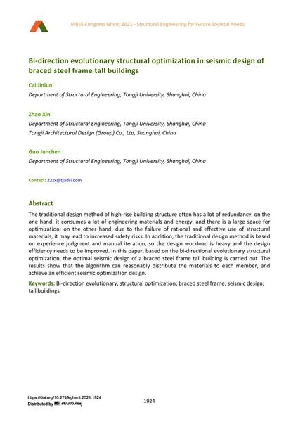  Bi-direction evolutionary structural optimization in seismic design of braced steel frame tall buildings