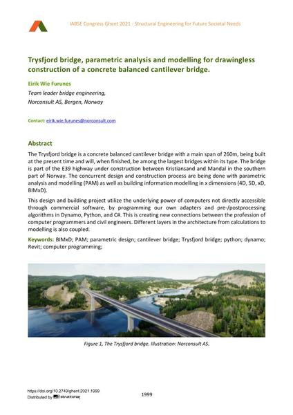  Trysfjord bridge, parametric analysis and modelling for drawingless construction of a concrete balanced cantilever bridge