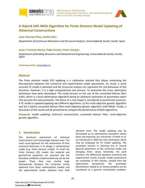 A Hybrid UKF-MAG Algorithm for Finite Element Model Updating of Historical Constructions