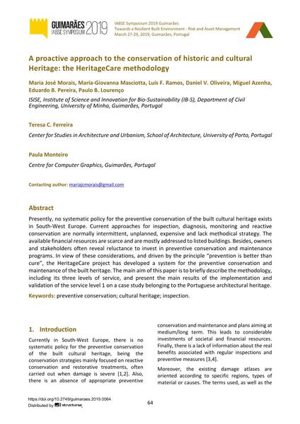 A proactive approach to the conservation of historic and cultural Heritage: the HeritageCare methodology