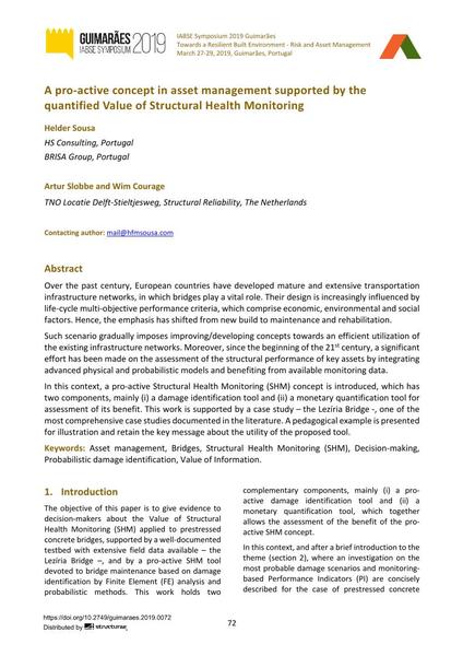 A pro-active concept in asset management supported by the quantified Value of Structural Health Monitoring