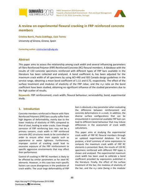 A review on experimental flexural cracking in FRP reinforced concrete members