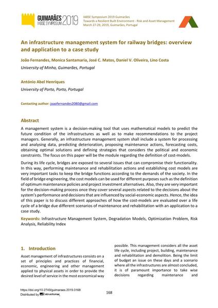An infrastructure management system for railway bridges: overview and application to a case study