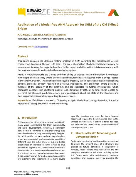  Application of a Model-free ANN Approach for SHM of the Old Lidingö Bridge