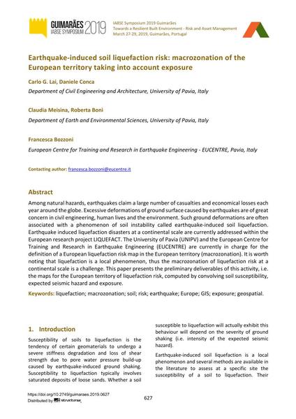  Earthquake-induced soil liquefaction risk: macrozonation of the European territory taking into account exposure