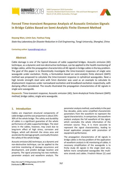  Forced Time-transient Response Analysis of Acoustic Emission Signals in Bridge Cables Based on Semi-Analytic Finite Element Method