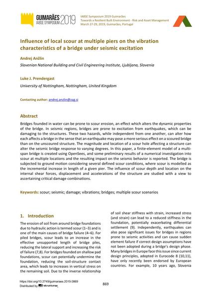  Influence of local scour at multiple piers on the vibration characteristics of a bridge under seismic excitation