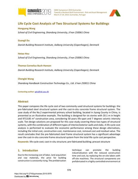  Life Cycle Cost Analysis of Two Structural Systems for Buildings