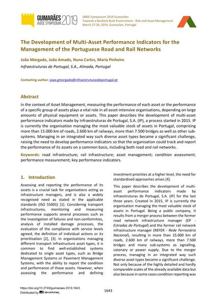 The Development of Multi-Asset Performance Indicators for the Management of the Portuguese Road and Rail Networks