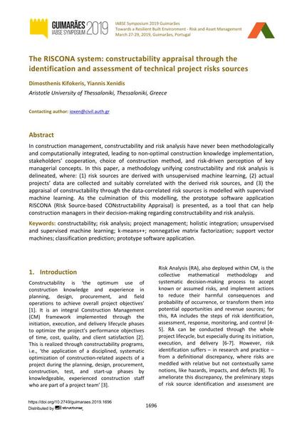 The RISCONA system: constructability appraisal through the identification and assessment of technical project risks sources