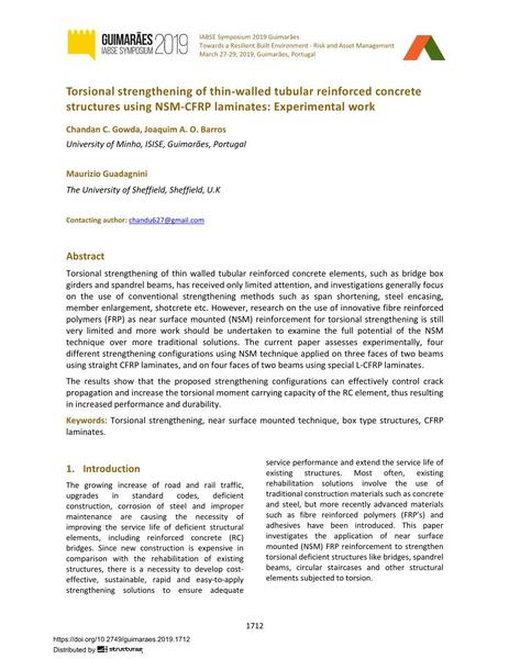  Torsional strengthening of thin-walled tubular reinforced concrete structures using NSM-CFRP laminates: Experimental work