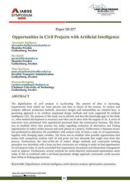  Opportunities in Civil Projects with Artiﬁcial Intelligence