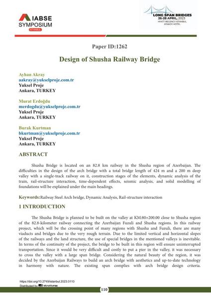  Design of Shusha Railway Bridge