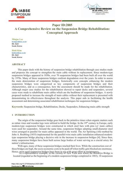 A Comprehensive Review on the Suspension Bridge Rehabilitation: Conceptual Approach