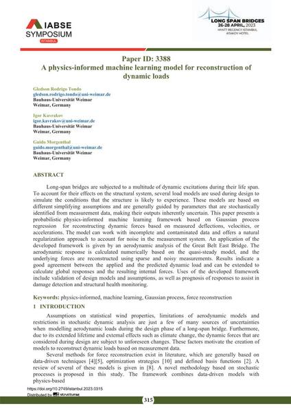 A physics-informed machine learning model for reconstruction of dynamic loads