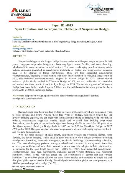 Span Evolution and Aerodynamic Challenge of Suspension Bridges