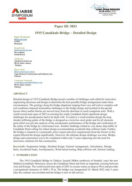  1915 Çanakkale Bridge – Detailed Design