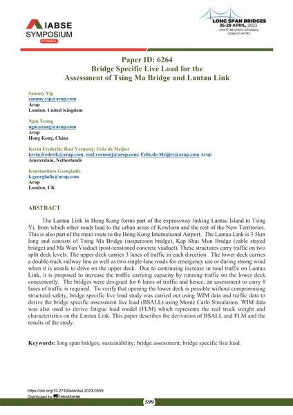  Bridge Specific Live Load for the Assessment of Tsing Ma Bridge and Lantau Link