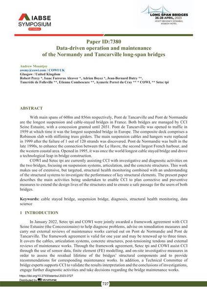  Data-driven operation and maintenance of the Normandy and Tancarville long-span bridges