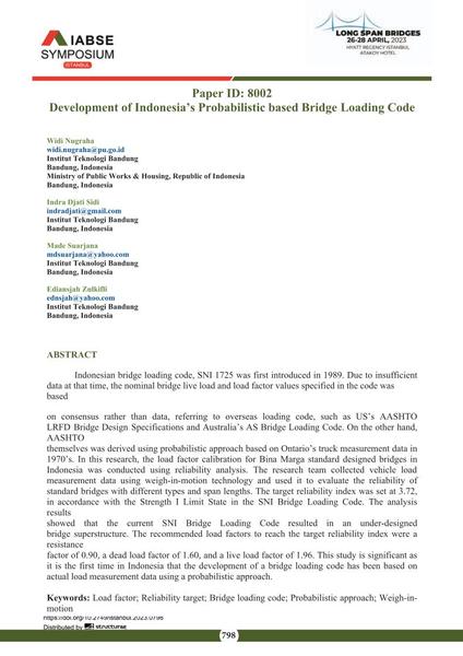  Development of Indonesia’s Probabilistic based Bridge Loading Code