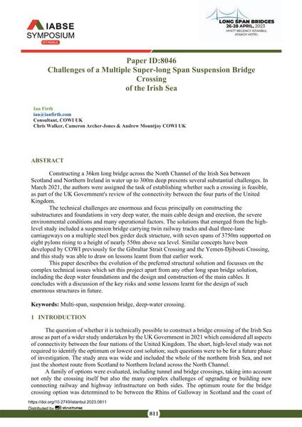  Challenges of a Multiple Super-long Span Suspension Bridge Crossing of the Irish Sea
