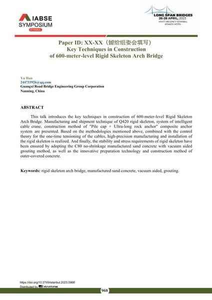  Key Techniques in Construction eter-level Rigid Skeleton Arch Bridge