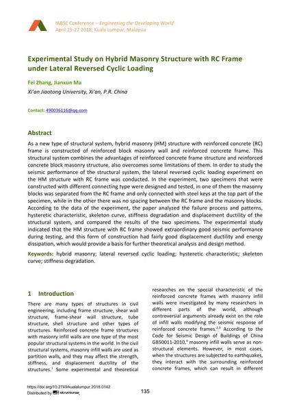  Experimental Study on Hybrid Masonry Structure with RC Frame under Lateral Reversed Cyclic Loading