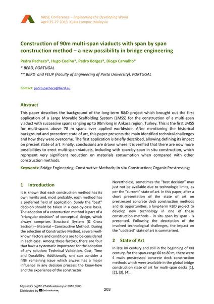  Construction of 90m multi-span viaducts with span by span – A New Possibility in Bridge Engineering