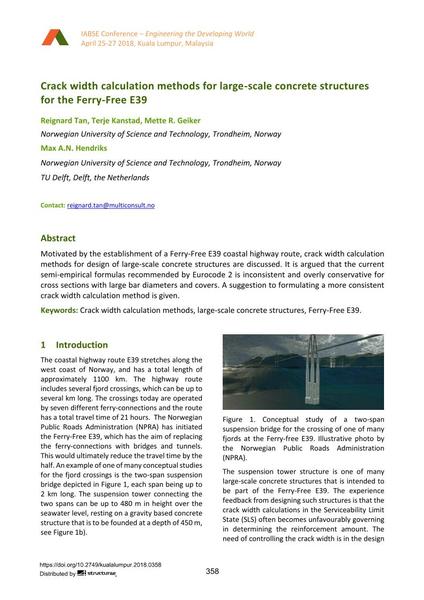  Crack width calculation methods for large-scale concrete structures for the Ferry-Free E39