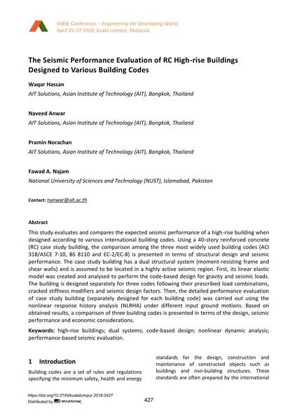 The Seismic Performance Evaluation of RC High-rise Buildings Designed to Various Building Codes