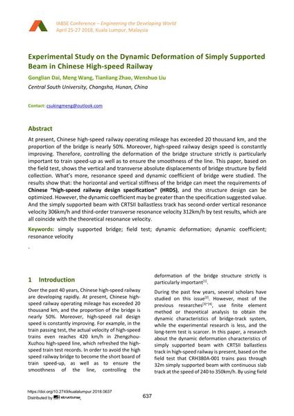  Experimental Study on the Dynamic Deformation of Simply Supported Beam in Chinese High-speed Railway