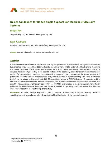  Design Guidelines for Bolted Single Support Bar Modular Bridge Joint Systems