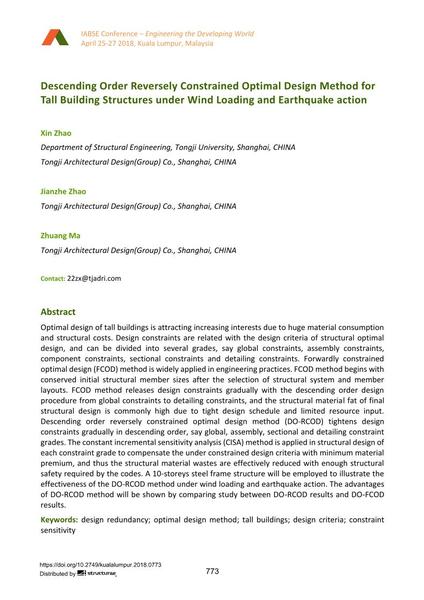  Descending Order Reversely Constrained Optimal Design Method for Tall Building Structures under Wind Loading and Earthquake action