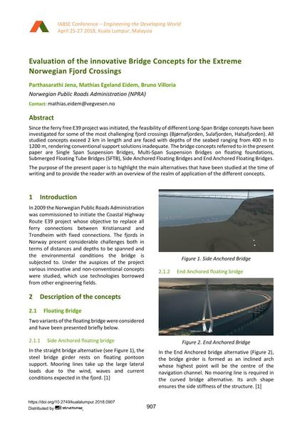  Evaluation of the innovative Bridge Concepts for the Extreme Norwegian Fjord Crossings