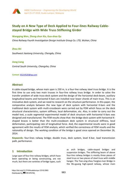  Study on A New Type of Deck Applied to Four-lines Railway Cable- stayed Bridge with Wide Truss Stiffening Girder
