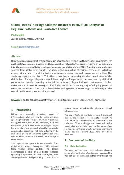  Global Trends in Bridge Collapse Incidents in 2023: an Analysis of Regional Patterns and Causative Factors