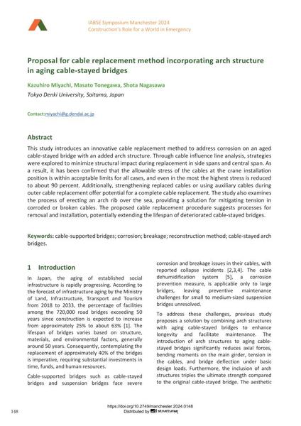  Proposal for cable replacement method incorporating arch structure in aging cable-stayed bridges
