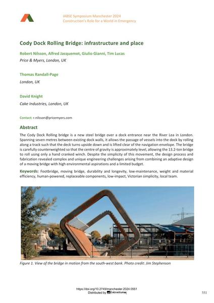  Cody Dock Rolling Bridge: infrastructure and place