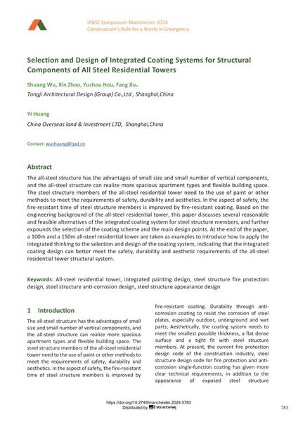  Selection and Design of Integrated Coating Systems for Structural Components of All Steel Residential Towers