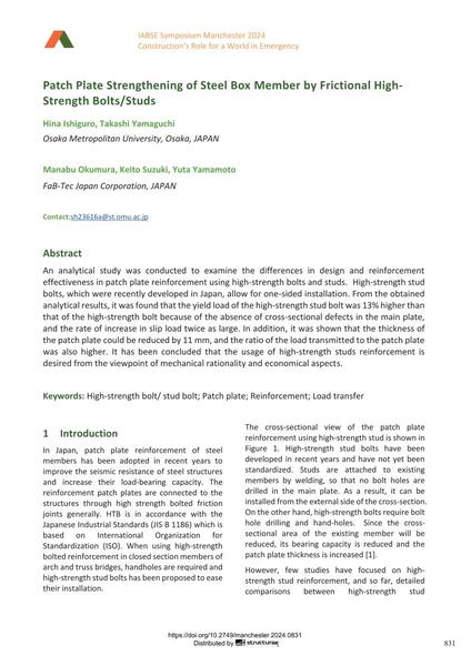  Patch Plate Strengthening of Steel Box Member by Frictional High-Strength Bolts/Studs