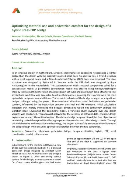  Optimising material use and pedestrian comfort for the design of a hybrid steel-FRP bridge