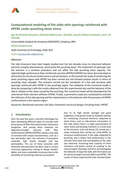  Computational modeling of flat slabs with openings reinforced with HPFRC under punching shear stress