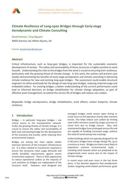  Climate Resilience of Long-span Bridges through Early-stage Aerodynamic and Climate Consulting