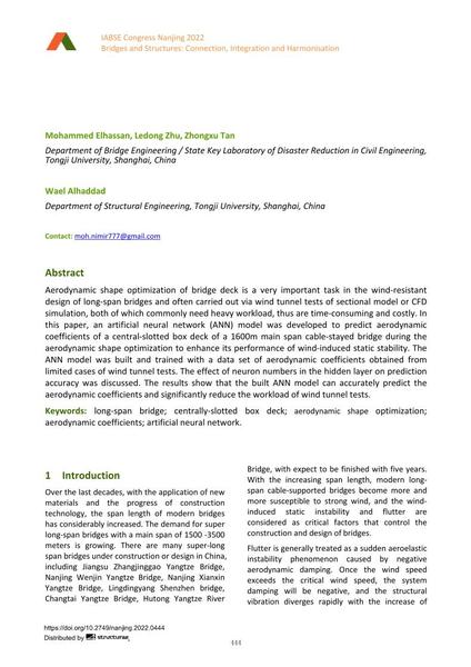  Prediction of Aerodynamic Coefficients using Artificial Neural Network in Shape Optimization of Centrally-Slotted Box Deck Bridge