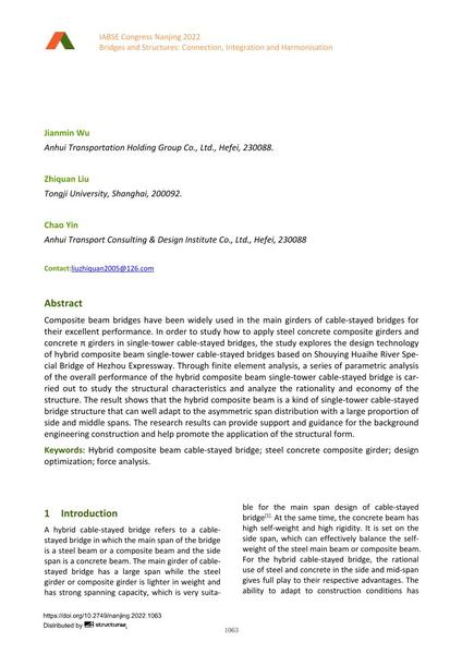  Design and Overall Mechanical Characteristics Analysis of Hybrid Composite Beam Single Tower Cable-Stayed Bridge
