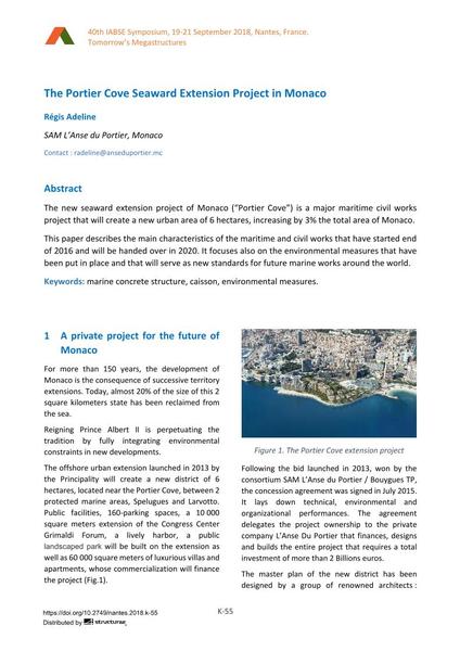 The Portier Cove Seaward Extension Project in Monaco