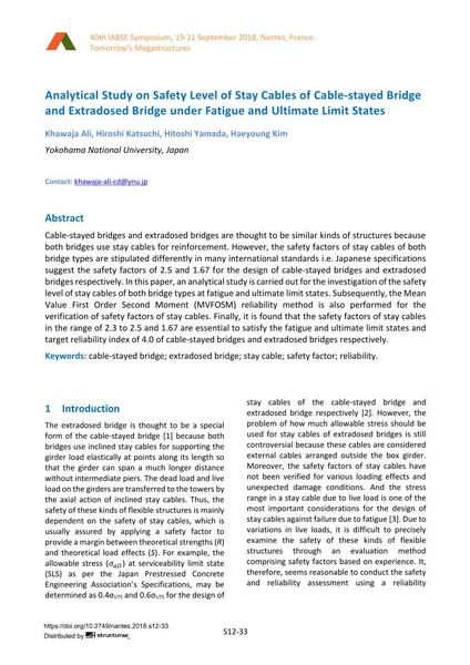  Analytical Study on Safety Level of Stay Cables of Cable-stayed Bridge and Extradosed Bridge under Fatigue and Ultimate Limit States