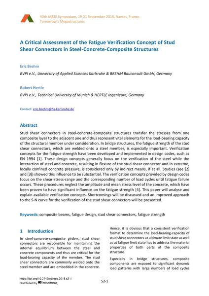 A Critical Assessment of the Fatigue Verification Concept of Stud Shear Connectors in Steel-Concrete-Composite Structures