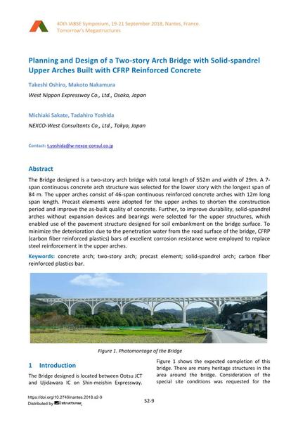 Planning and Design of a Two-story Arch Bridge with Solid-spandrel Upper Arches Built with CFRP Reinforced Concrete